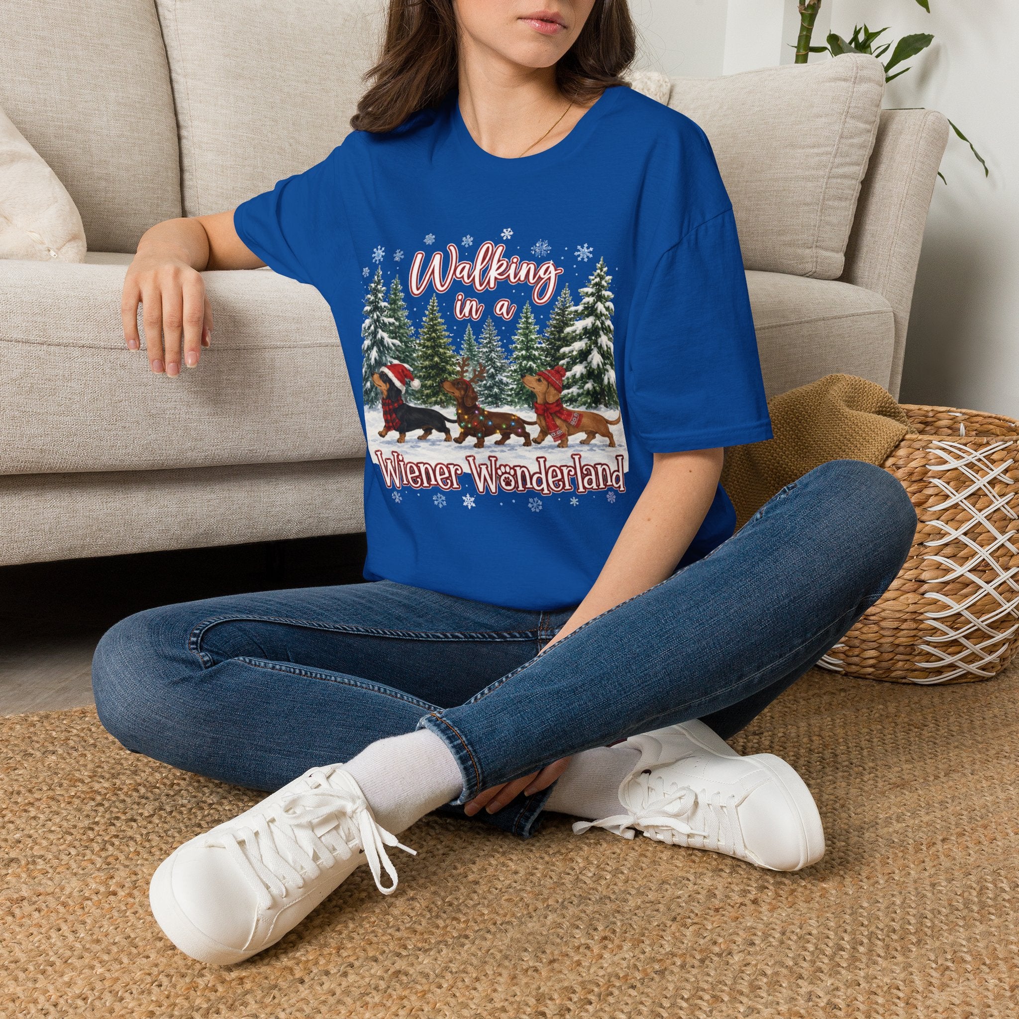 Walking in a Wiener Wonderland Forest Dogs Holiday Shirt