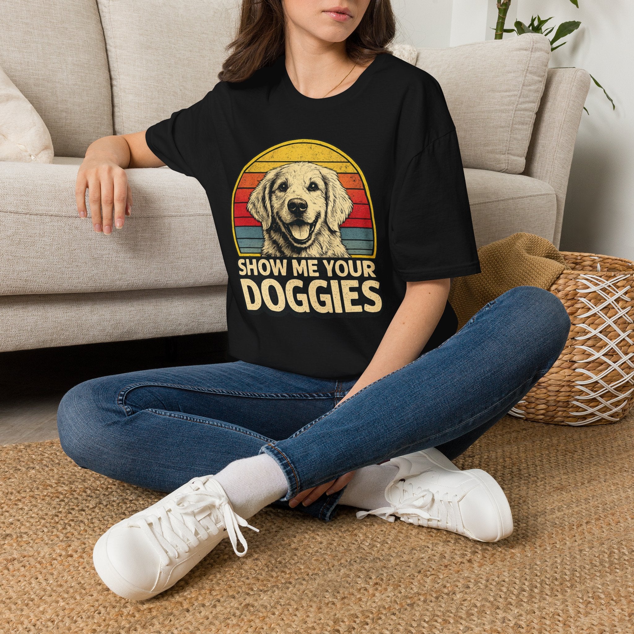 Retro "Show Me Your Doggies" Golden Retriever Tee