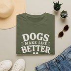 Dogs Make Life Better T-Shirt — Paw Print Dog Lover Tee