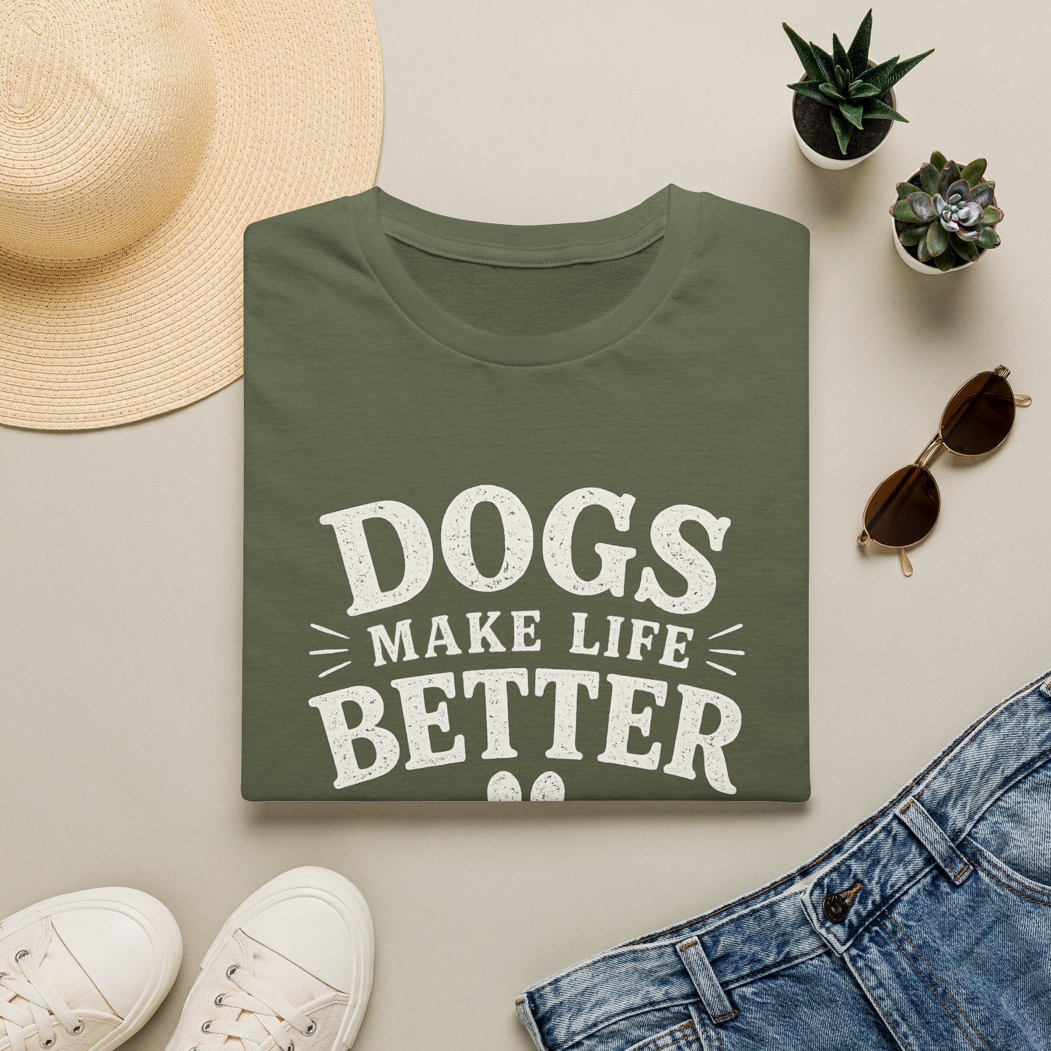 Dogs Make Life Better T-Shirt — Paw Print Dog Lover Tee
