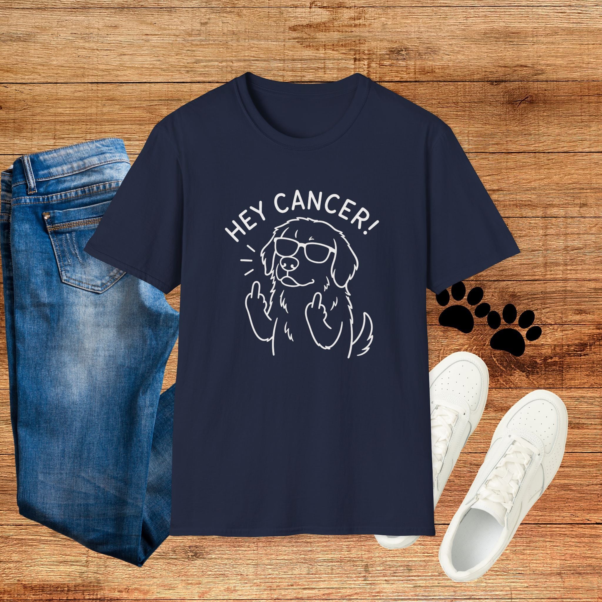 Hey Cancer! Dog Graphic T-Shirt — Cheeky Cancer Survivor Support Tee