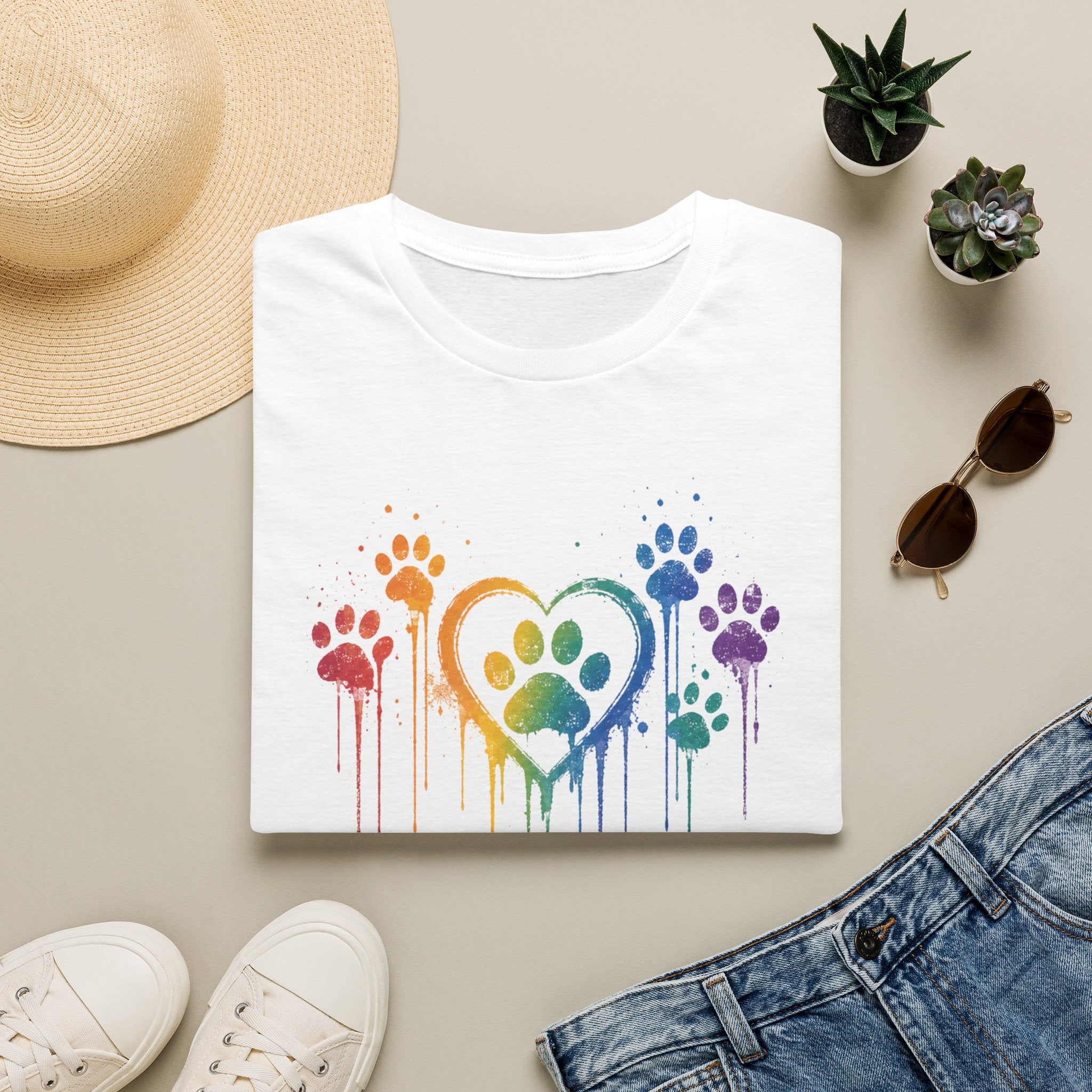T-Shirt — Rainbow Paw Heart Tee (LGBTQ+ Pet Lover Pride Shirt)