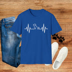 Dog Heartbeat T-Shirt — Paw Print ECG Design for Dog Lovers