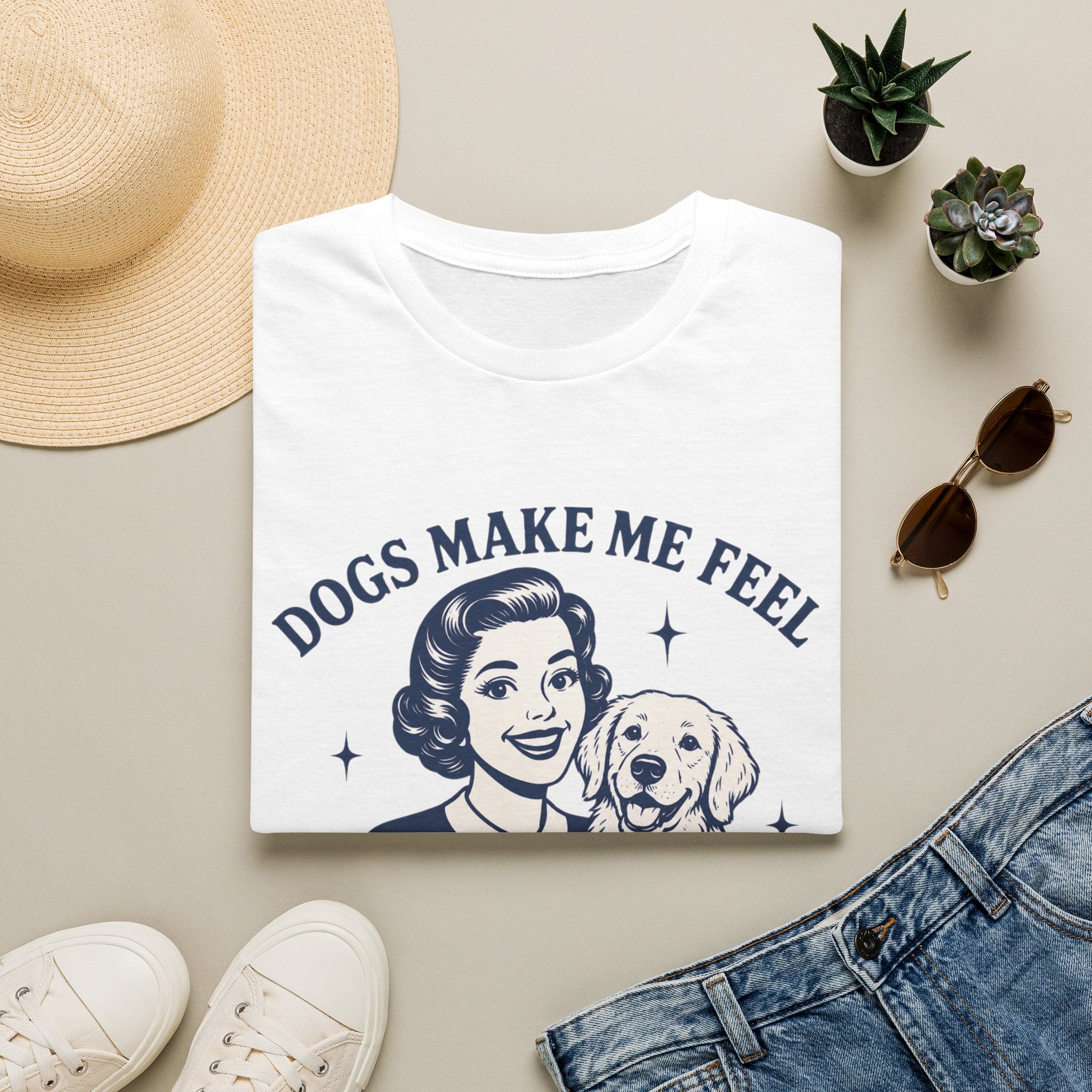 Dogs Make Me Feel Less Murdery Vintage Retro Dog Lover Tee
