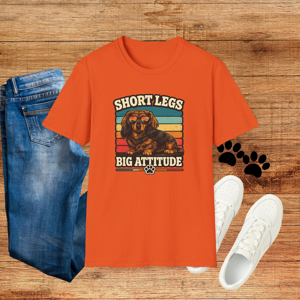 Short Legs Big Attitude T-Shirt — Retro Dachshund Dog Tee
