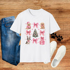Christmas Puppies Graphic T-Shirt — Pink Bows & Tree Holiday Tee