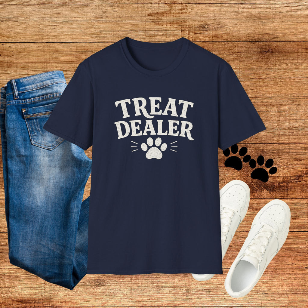 Treat Dealer T-Shirt — Funny Pet Treats Paw Print Tee for Dog & Cat Lovers