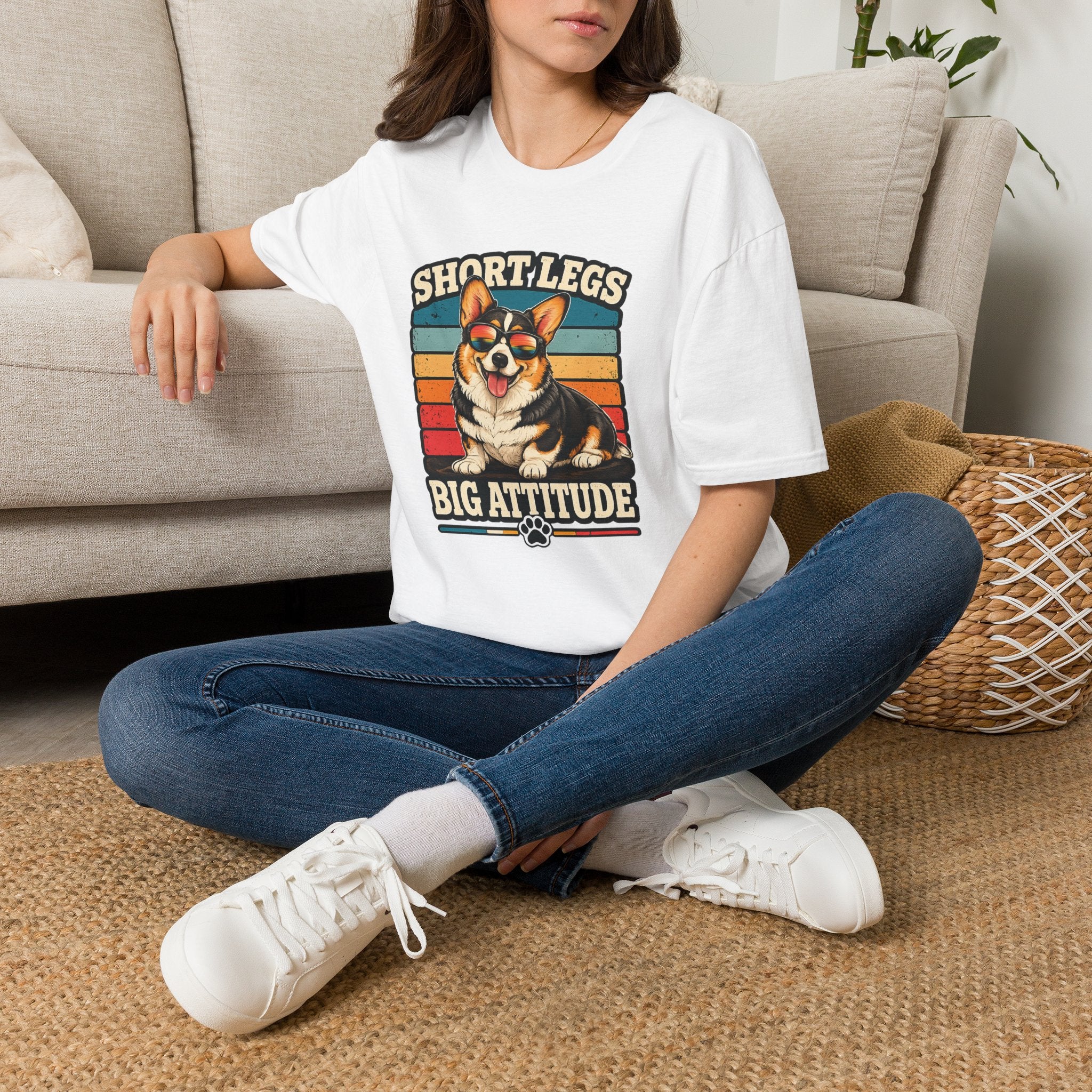 Corgi Short Legs, Big Attitude T-Shirt - Vintage Retro Dog Tee