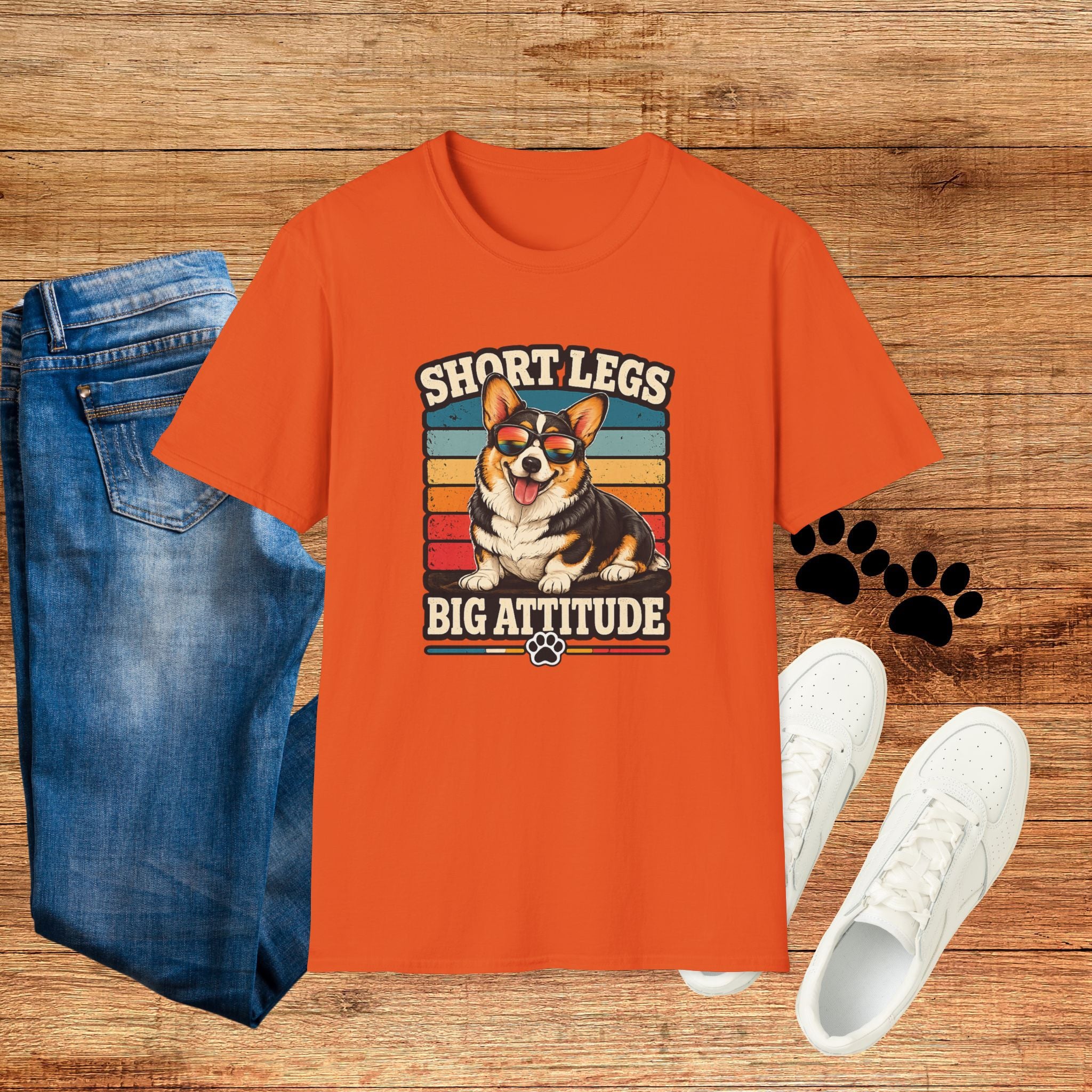 Corgi Short Legs, Big Attitude T-Shirt - Vintage Retro Dog Tee
