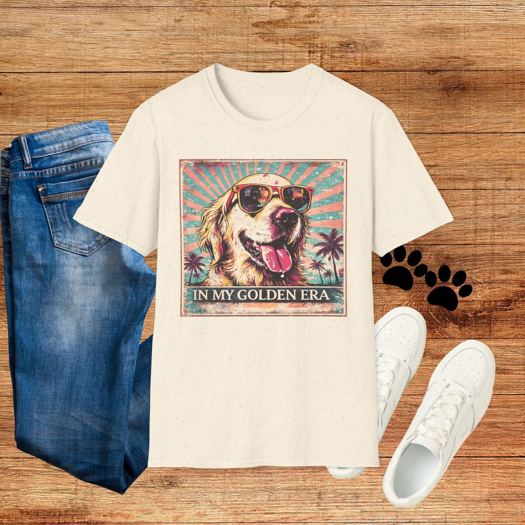 Golden Retriever Retro Tee — "In My Golden Era" Graphic T-Shirt