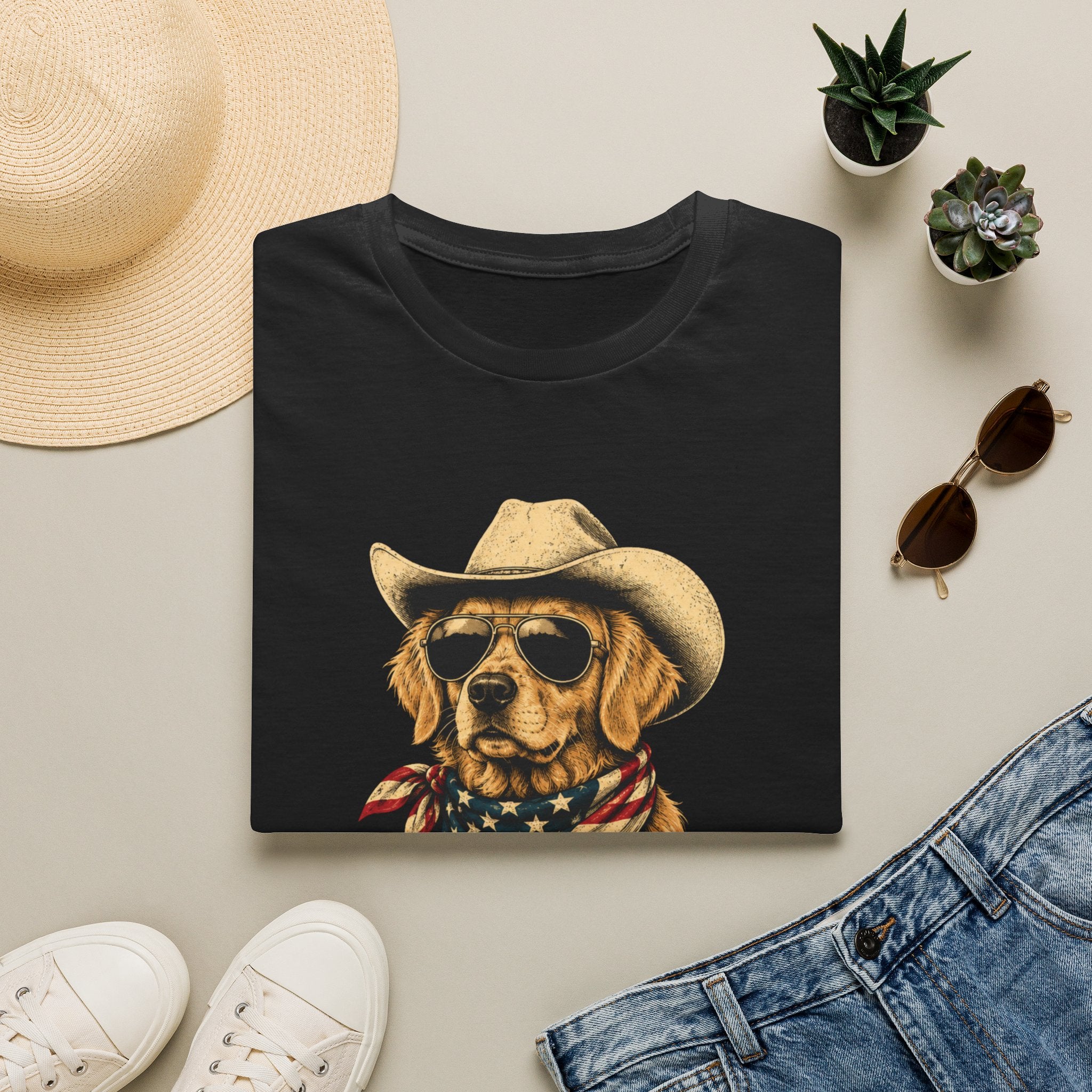 'Merica Dog T-Shirt — Patriotic Cowboy Golden Retriever Tee