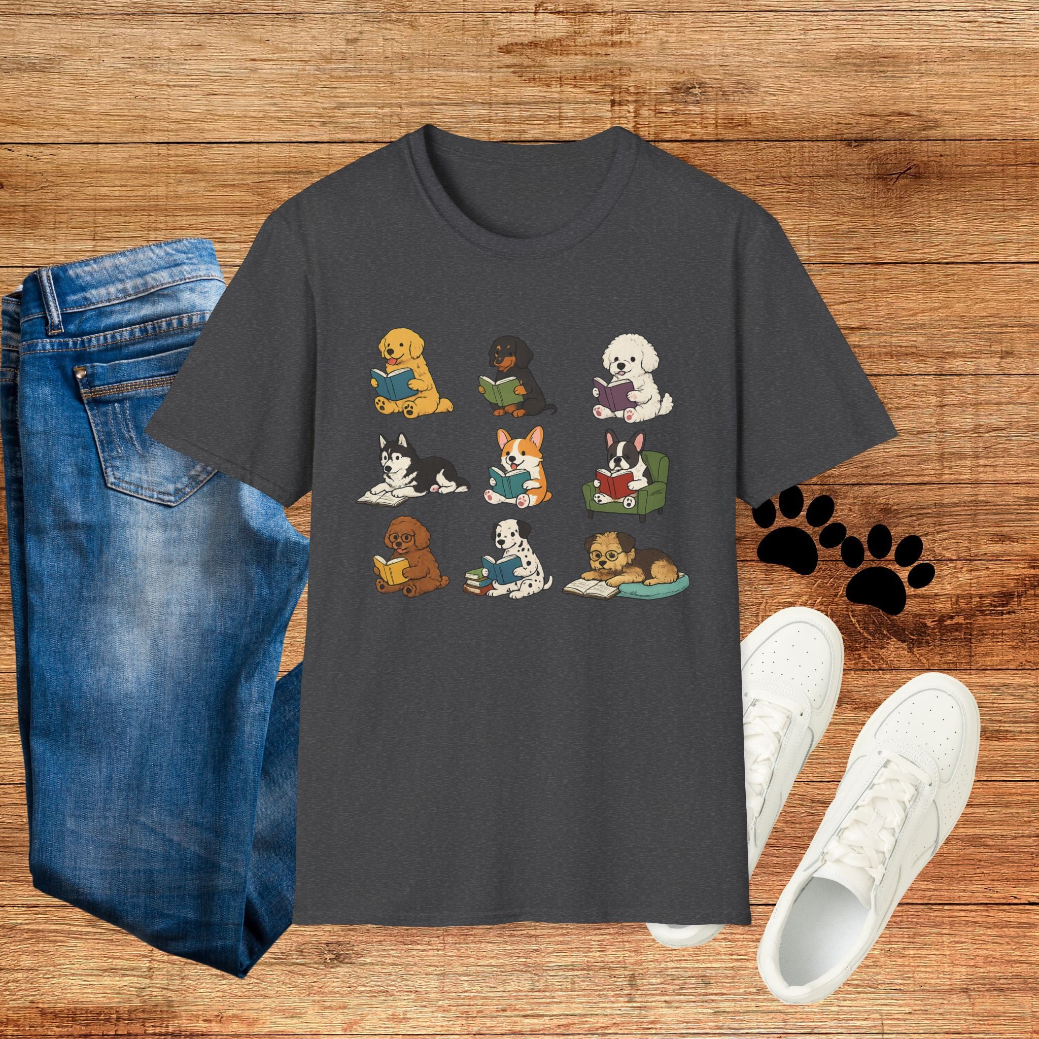 Reading Dogs T-Shirt — Cute Puppy Book Club Graphic Tee