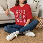 Christmas Puppies Graphic T-Shirt — Pink Bows & Tree Holiday Tee