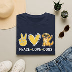 Peace Love Dogs T-Shirt – Cute Golden Retriever Graphic Tee