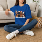 Christmas Dogs T-Shirt — Festive Puppies with Santa Hats & Reindeer Antlers