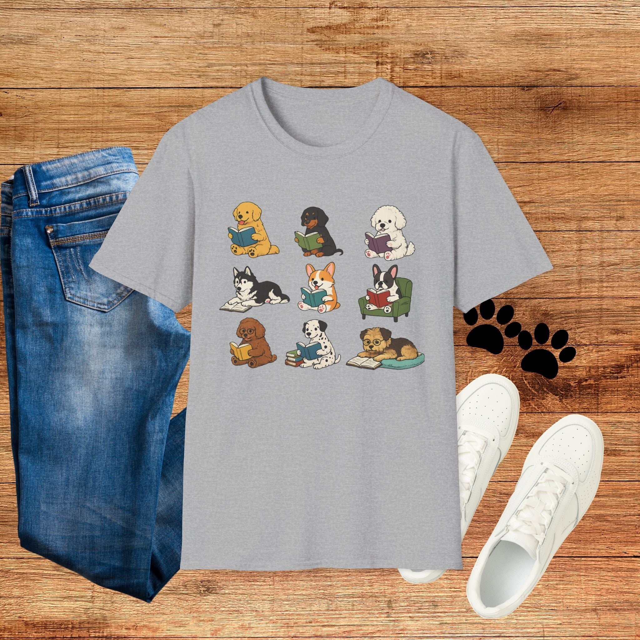 Reading Dogs T-Shirt — Cute Puppy Book Club Graphic Tee