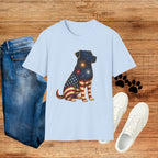 Patriotic Fireworks Dog T-Shirt — American Flag Labrador Graphic Tee