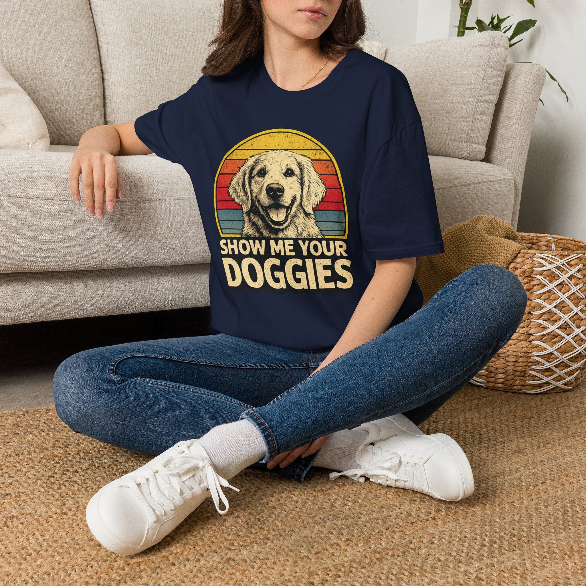 Retro "Show Me Your Doggies" Golden Retriever Tee