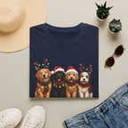 Christmas Dogs T-Shirt — Festive Puppies with Santa Hats & Reindeer Antlers