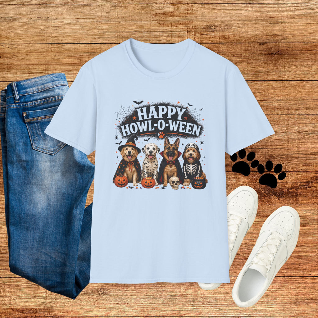 Happy Howl-O-Ween T-Shirt — Cute Dogs Halloween Graphic Tee