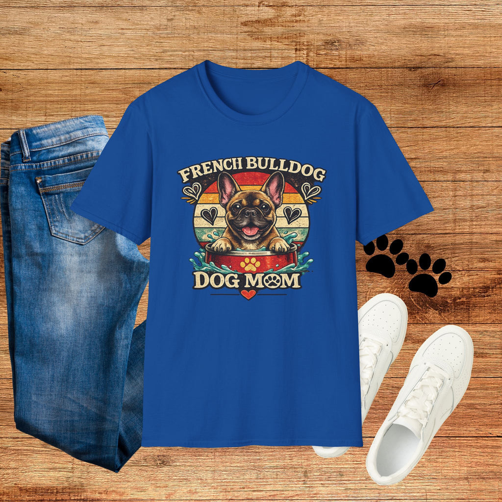 French Bulldog Dog Mom T-Shirt — Retro Sunset Frenchie Lover Tee