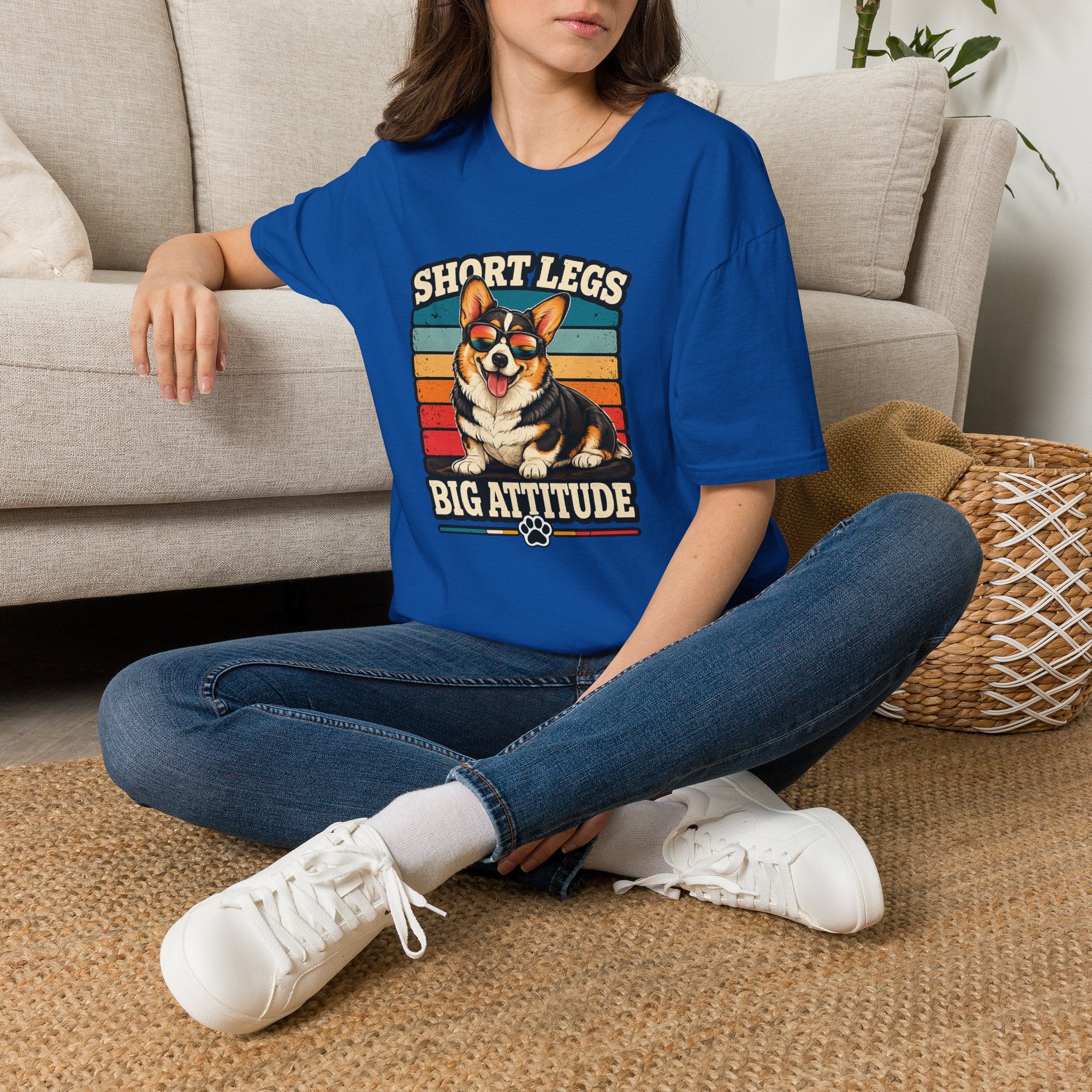 Corgi Short Legs, Big Attitude T-Shirt - Vintage Retro Dog Tee