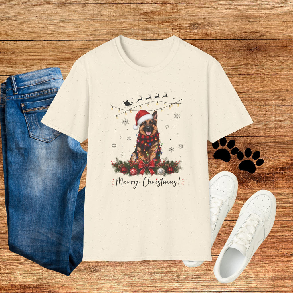 Christmas German Shepherd T‑Shirt — Merry Christmas Holiday Dog Tee