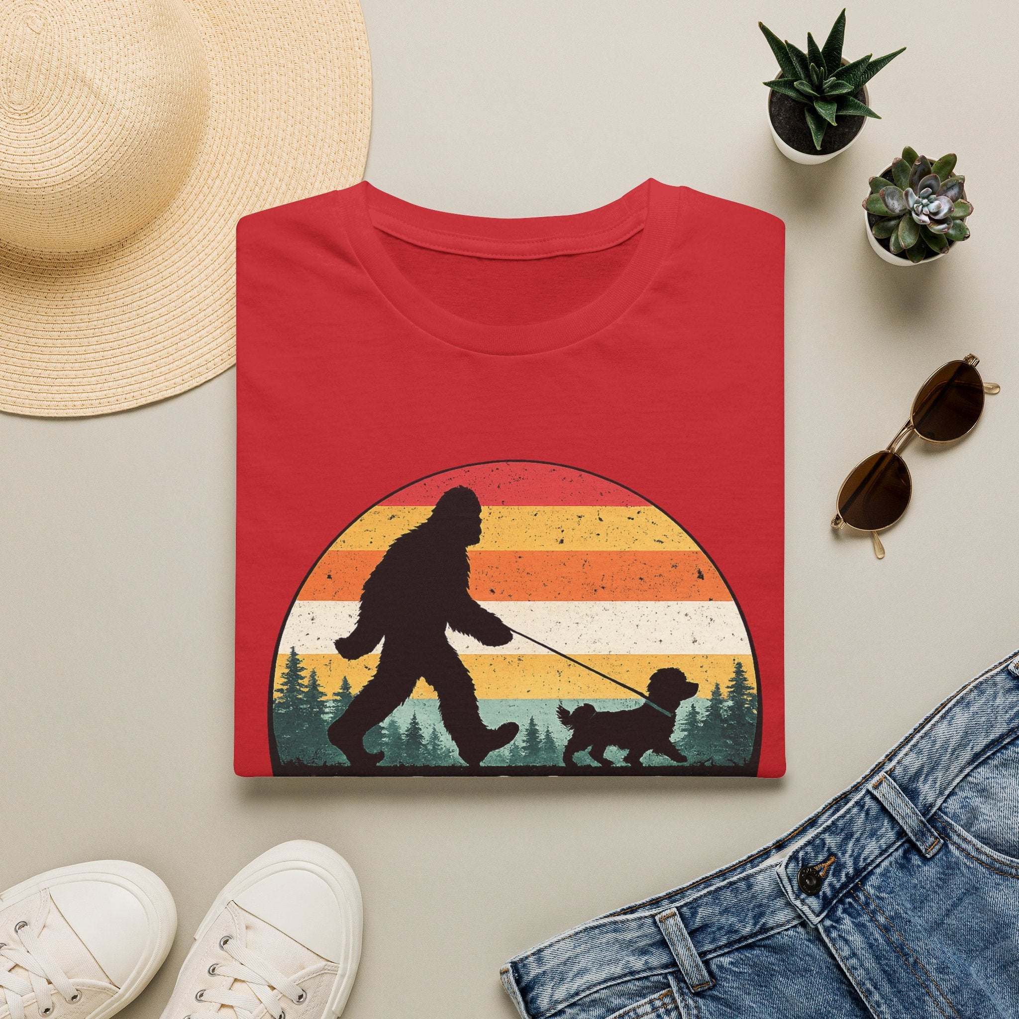 Bigfoot's Best Friend Retro Sunset Tee
