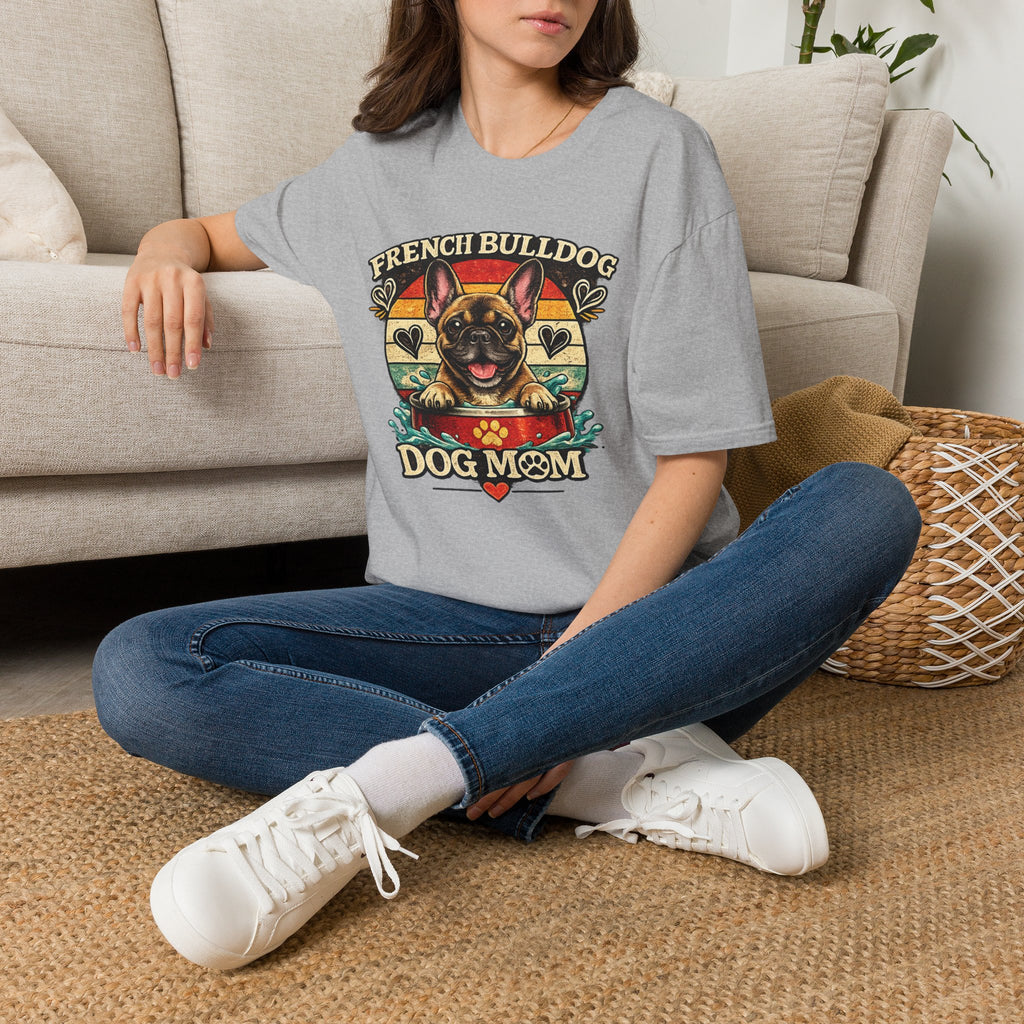 French Bulldog Dog Mom T-Shirt — Retro Sunset Frenchie Lover Tee