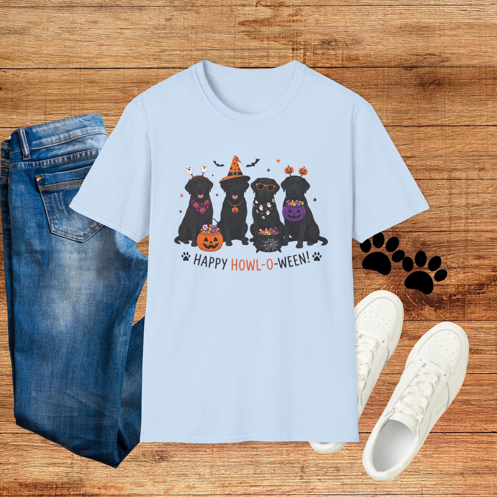 Halloween Black Labrador T-Shirt — Happy Howl-O-Ween Cute Dog Costume Tee