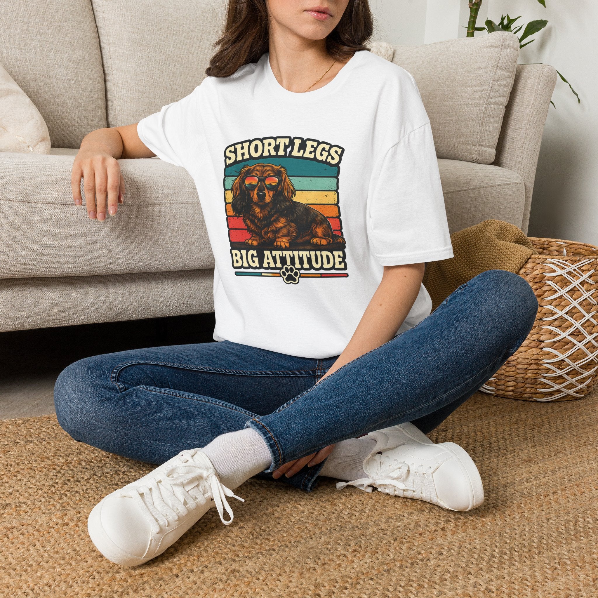 Short Legs Big Attitude T-Shirt — Retro Dachshund Dog Tee