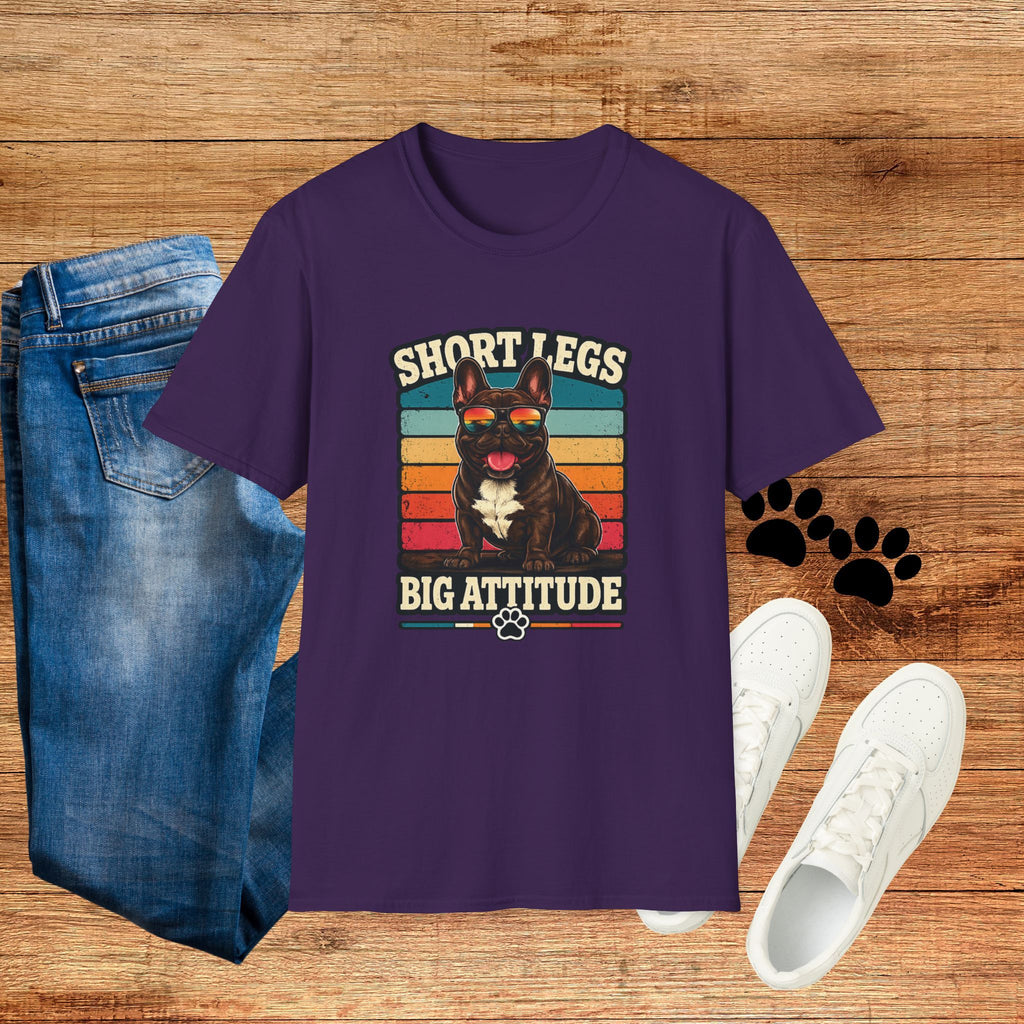 Short Legs Big Attitude T-Shirt — Retro French Bulldog Graphic Tee