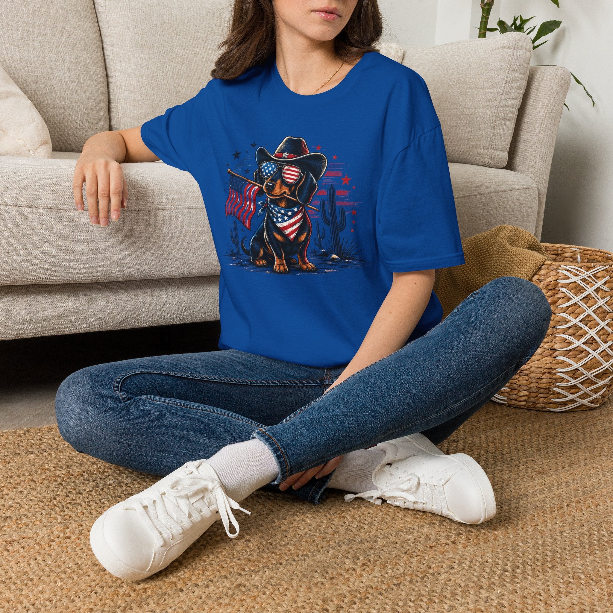 Patriotic Dachshund Tee — American Flag Cowboy Dog T-Shirt