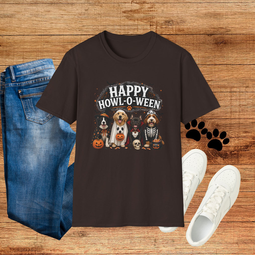Happy Howl-O-Ween Dog T-Shirt — Halloween Puppy Costume Tee