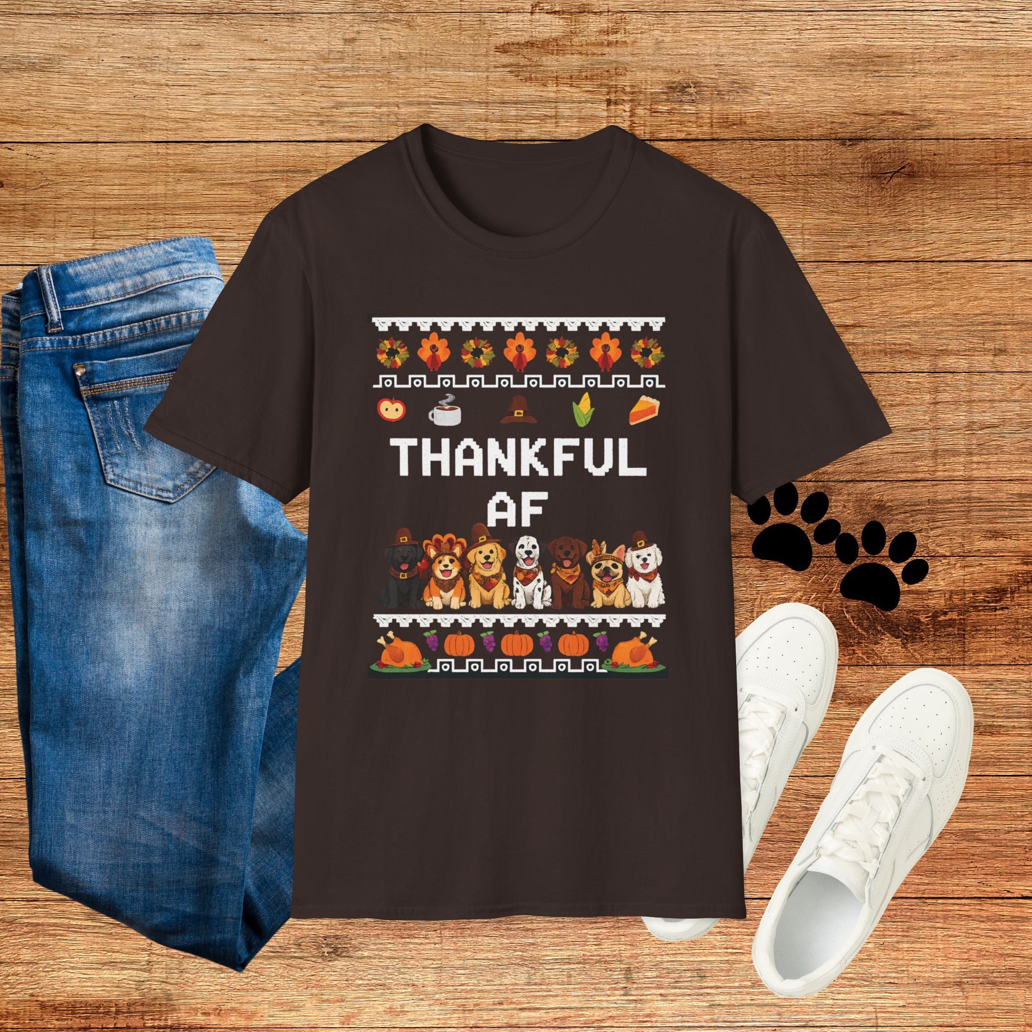 Thankful AF Thanksgiving T-Shirt — Cozy Fall Holiday Tee
