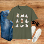 Ghost Dogs Halloween T-Shirt — Cute Puppy Ghosts with Pumpkin Design