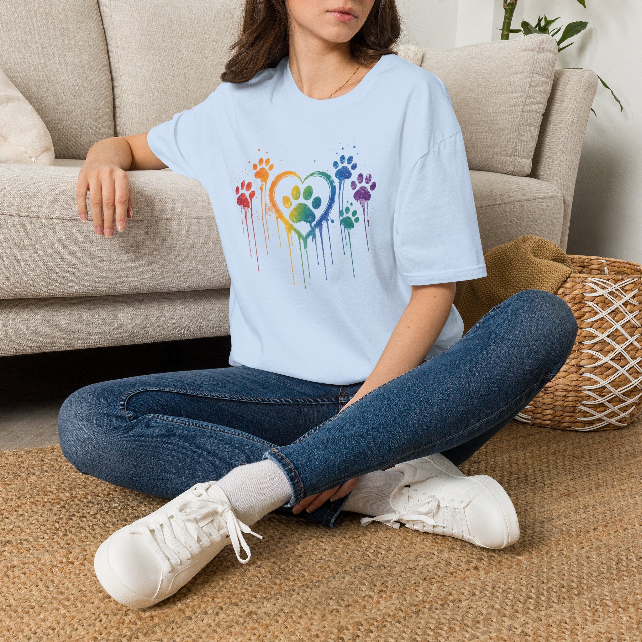 T-Shirt — Rainbow Paw Heart Tee (LGBTQ+ Pet Lover Pride Shirt)