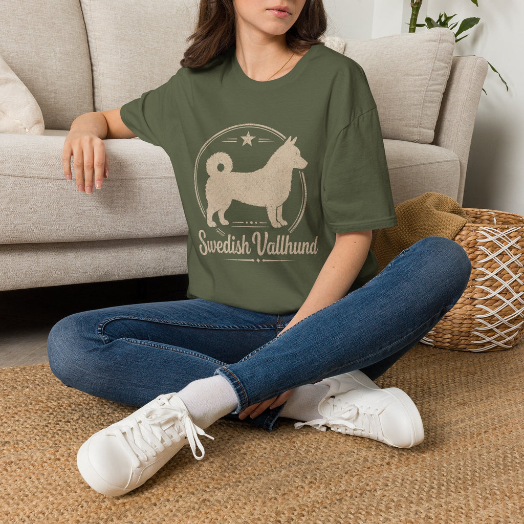Swedish Vallhund Tee — Vintage Circle Logo Shirt for Dog Lovers