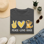 Peace Love Dogs T-Shirt – Cute Golden Retriever Graphic Tee
