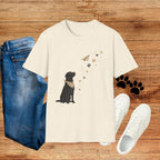 Dog Paw & Paper Airplane T-Shirt — Cute Black Dog Graphic Tee