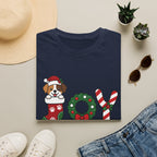Christmas Joy Dog T-Shirt — Cute Puppy in Stocking & Candy Cane Holiday Tee