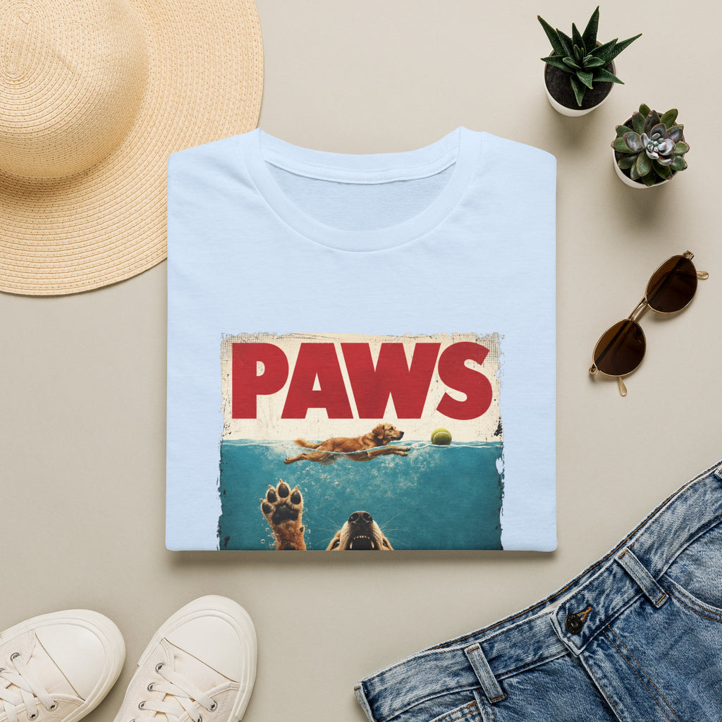 PAWS Dog Parody T-Shirt — Retro Beach Pup Graphic Tee for Dog Lovers