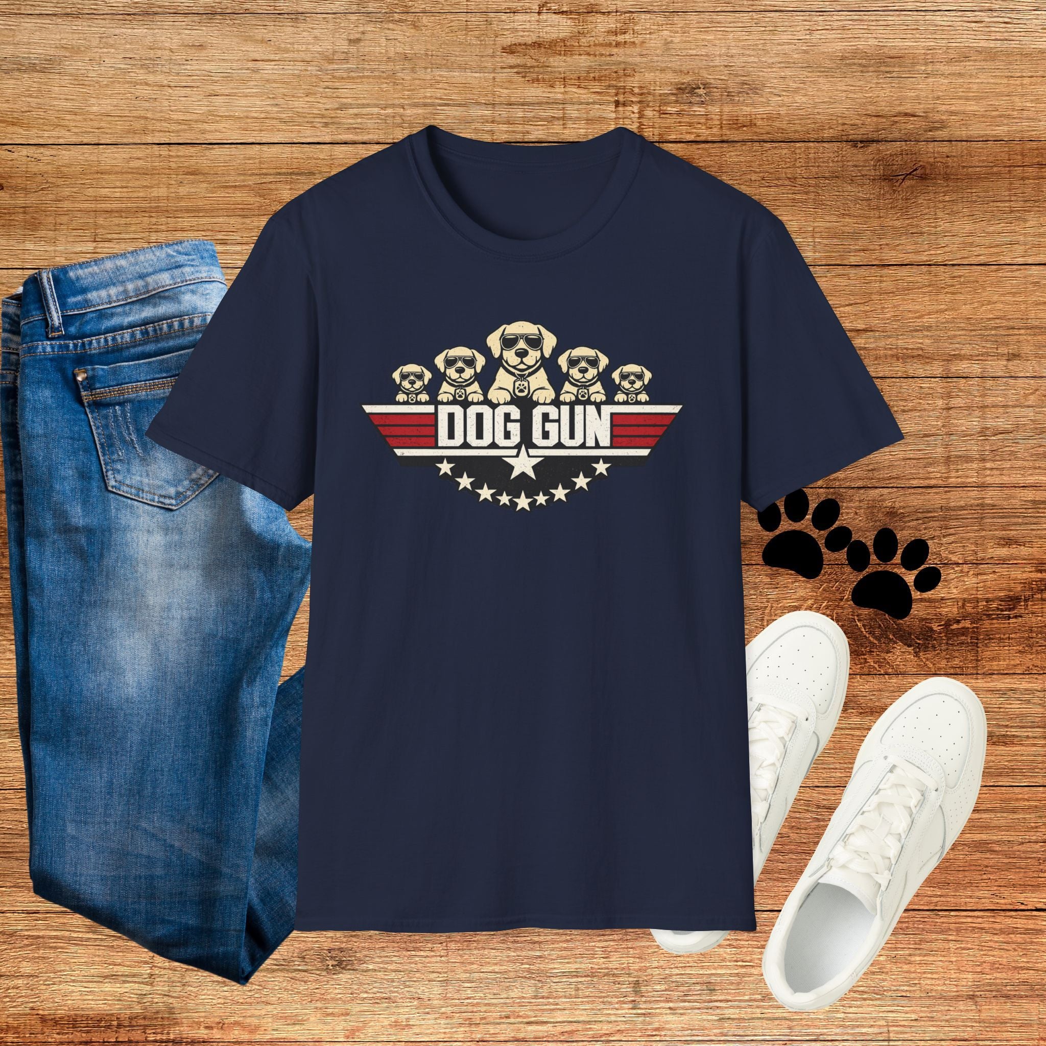 Dog Gun T-Shirt — Retro Patriotic Puppy Graphic Tee