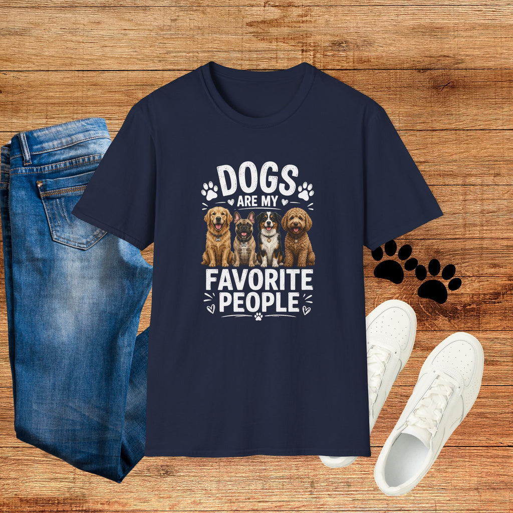 Dogs Are My Favorite People Cute Paw Print Dog Lover Tee