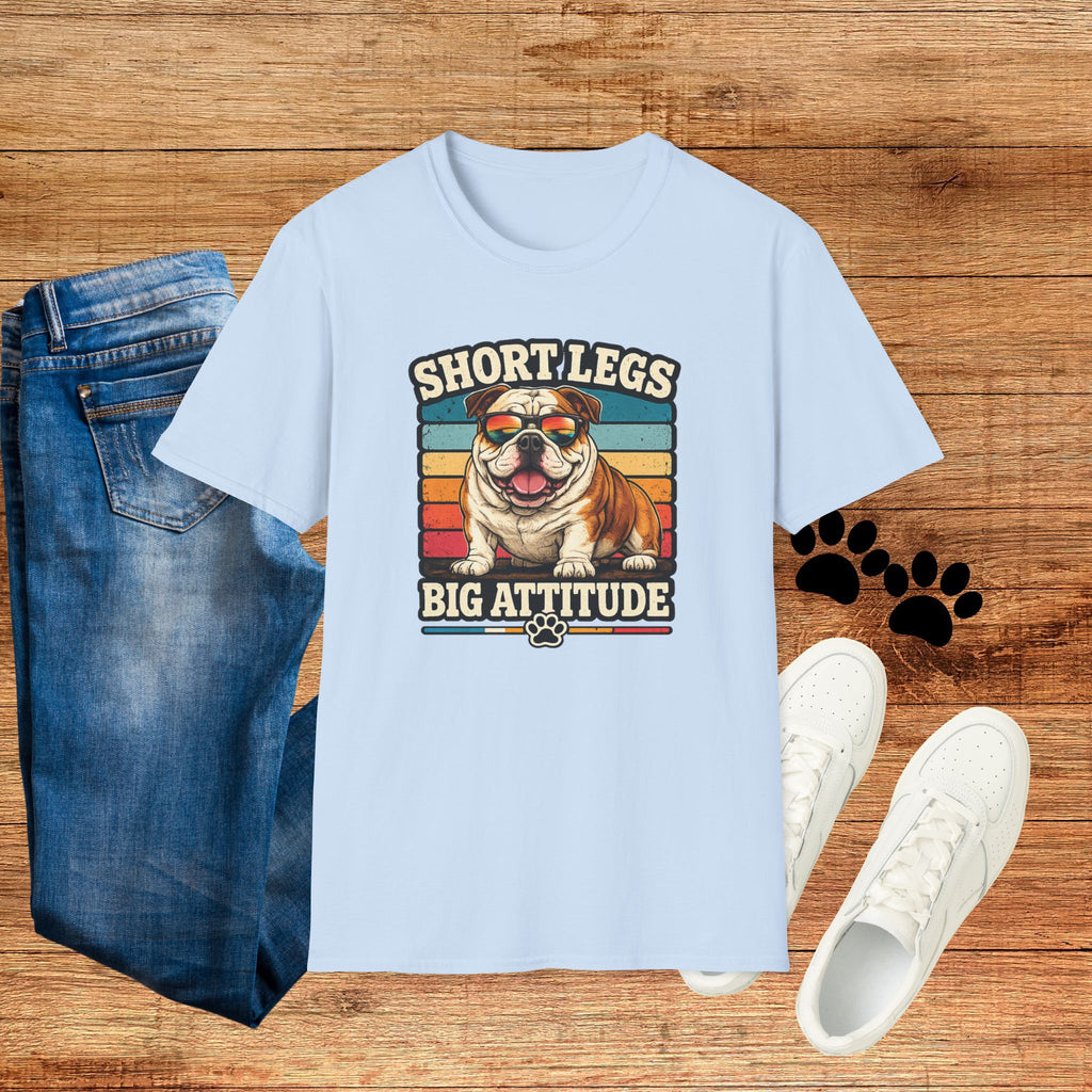 Bulldog Short Legs, Big Attitude Retro T-Shirt