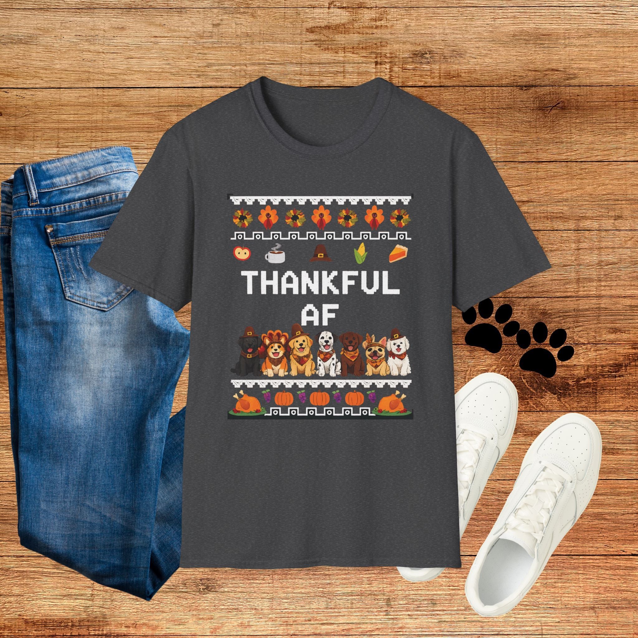 Thankful AF Thanksgiving T-Shirt — Cozy Fall Holiday Tee