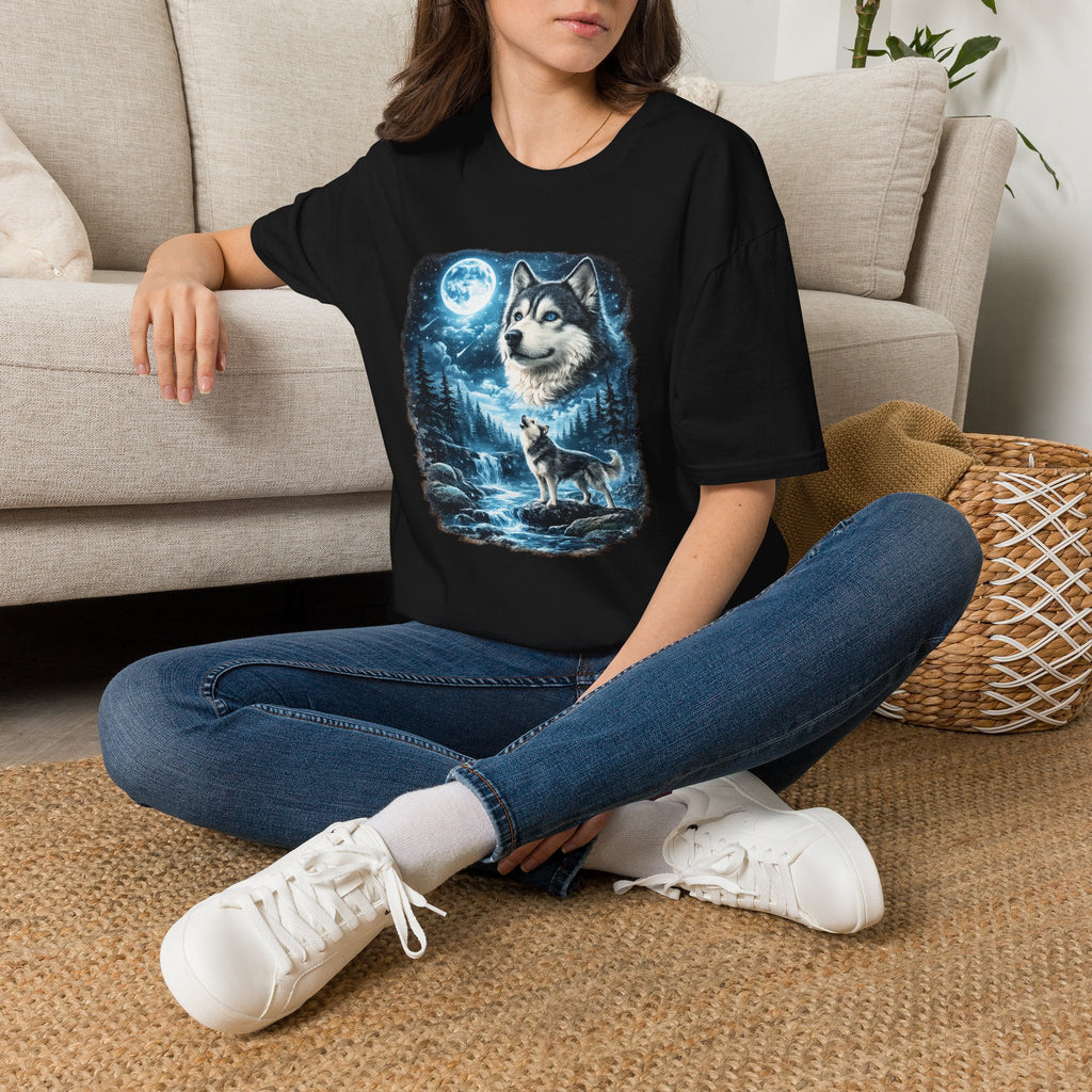 Wolf Moon T-Shirt — Majestic Husky Forest Night Tee