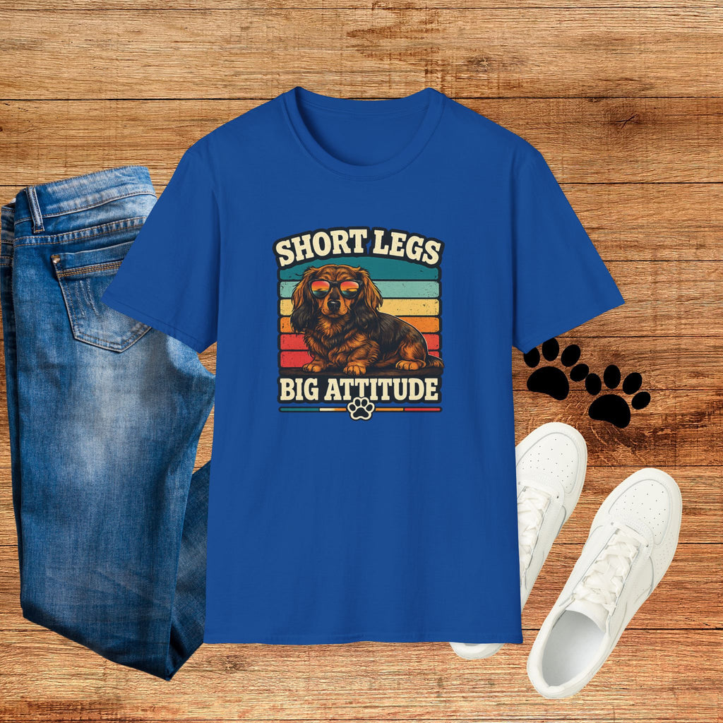 Short Legs Big Attitude T-Shirt — Retro Dachshund Dog Tee