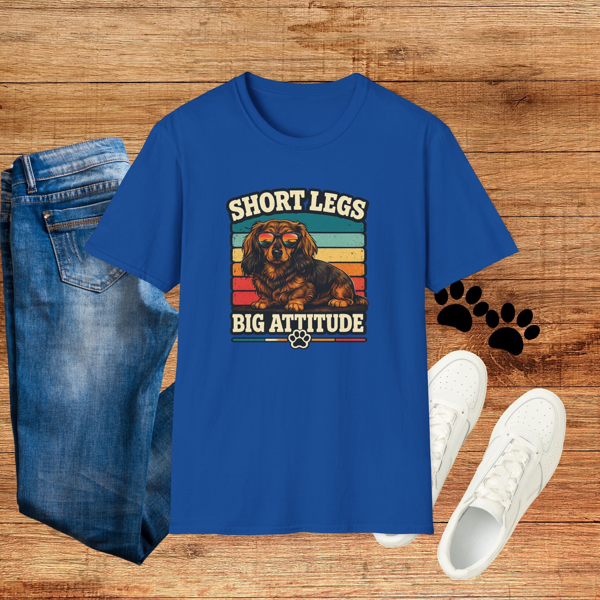 Short Legs Big Attitude T-Shirt — Retro Dachshund Dog Tee