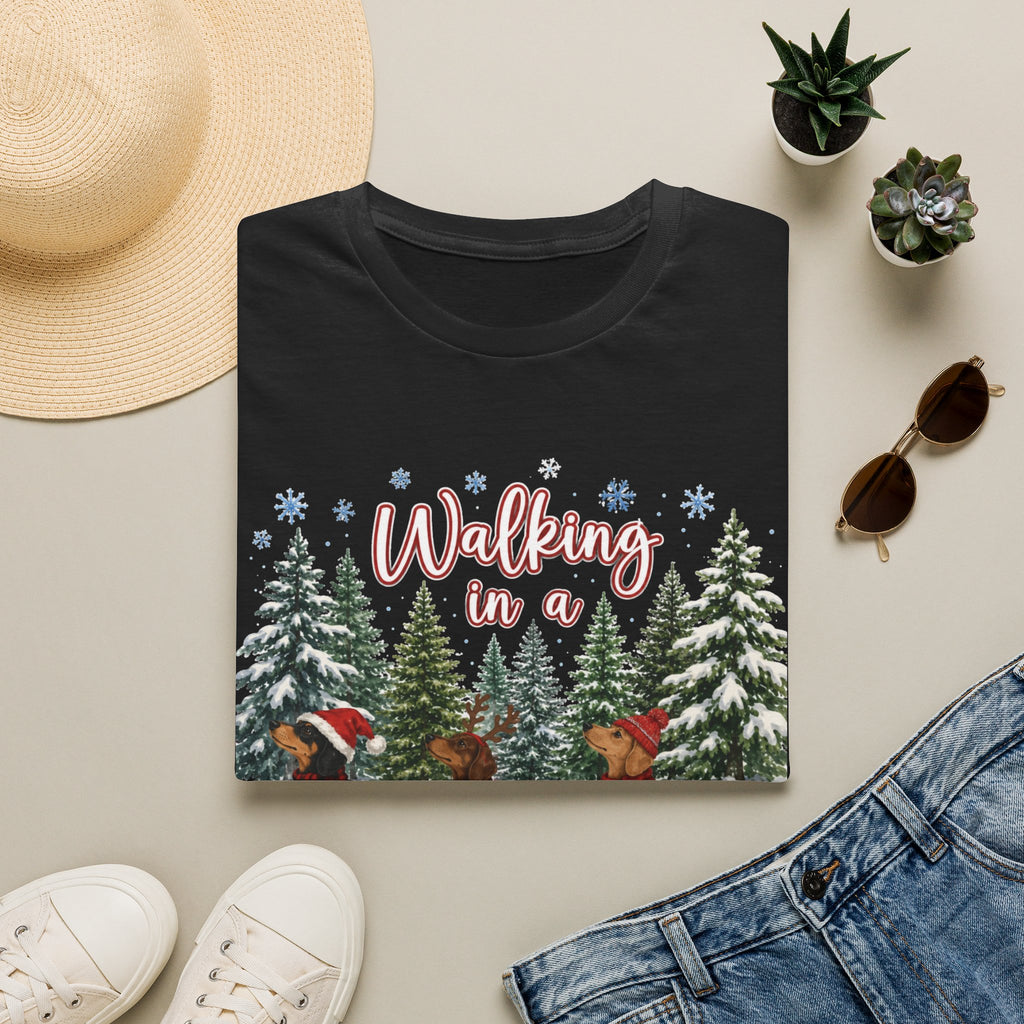 Walking in a Wiener Wonderland Forest Dogs Holiday Shirt